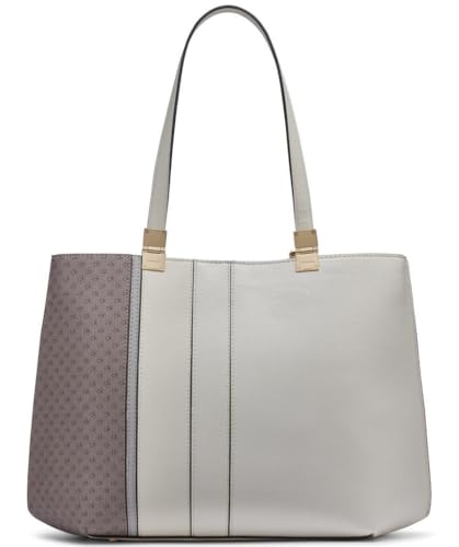Image of Calvin Klein Women's Granite Geometric Tote Bag - Vegan Leather, Monogram, 3 Pockets