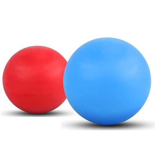 Image of WOVTE Massage Lacrosse Ball for Sore Muscles, Shoulders, Neck, Back, Foot, Body, Deep Tissue, Trigger Point, Muscle Knots, Yoga and Myofascial Release (Blue) (Blue Red)