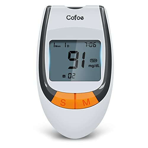 Cofoe Medidor de Glucosa en Sangre, Kit de Prueba de Glucosa en Sangre, 25 x Tiras de Prueba de Glucosa en Sangre y Dispositivo de Punción - mg/dL Cover