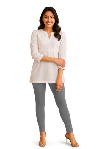 Image of Amazon Brand - Anarva Women's Super Cotton Combed Slim Fit Elastane Stretch Comfort Ankle Length Leggings with Ultrasoft Waistband