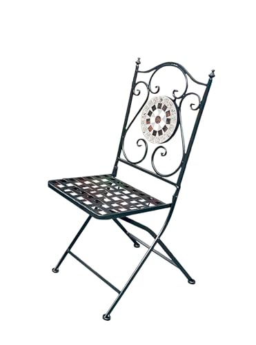 BURI Gartenstuhl aus Eisen Mosaik Stuhl Balkonstuhl Klappstuhl Metallstuhl klappbar Garten
