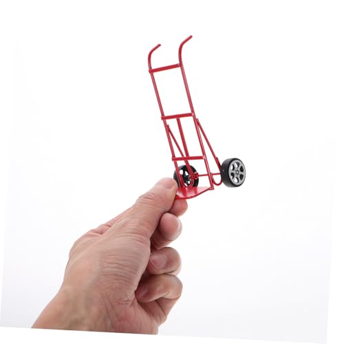 Carretilla miniatura metálica roja para dioramas miniatura 3