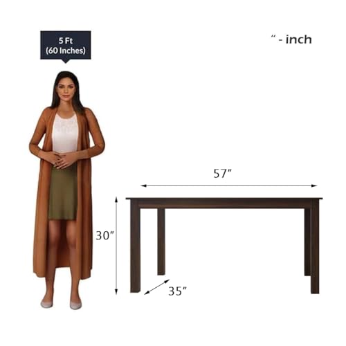 Image of DRIFTINGWOOD Liana Solid Sheesham Wood Dining Table 6 Seater | Wooden Six Seater Dinning Table with Beige Cushion Chairs | Dinner Table 6 Seater | Dining Room Sets | Self Assembly Walnut Finish