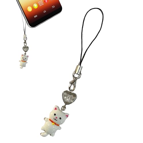 Derwrtup Colgante para teléfono móvil, llavero, pulsera, cadena, antipérdida, gatos, decoración, accesorio elegante para llaves, teléfono móvil, niños y adultos, Gato ., Siehe Beschreibung