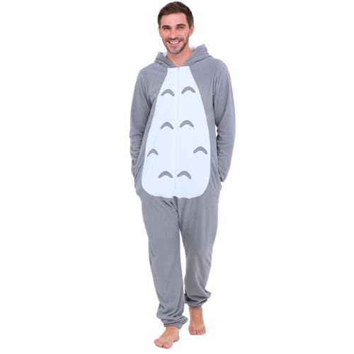 nerd hunters Totoro Pyjama Kigurumi douillet pour adulte, unisexe, gris, taille L