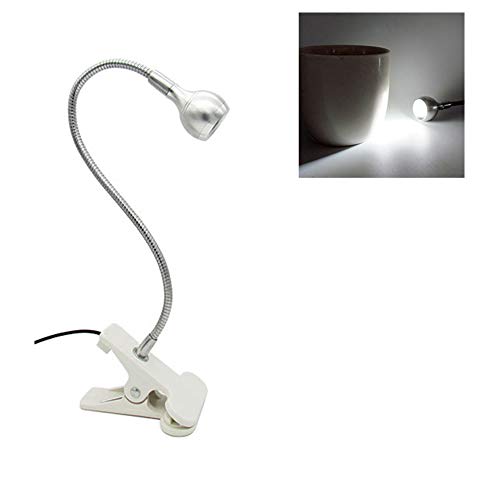 Lámpara de escritorio LED Clip 1W Manguera Flexible USB Fuente de Alimentación Lectura Libro Ordenador Luz - Blanco Luz Blanca*