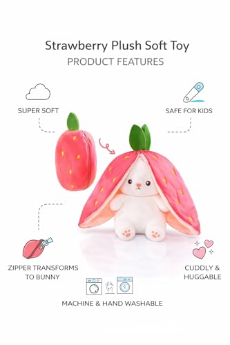 Image of Fun4you Strawberry Soft Toy Plush Cute Fruit Plush Stuffed Toy for Kids & Babies, Super Soft Huggable Doll, Adorable Gift Toy for Girls & Boys Pink 35 cm