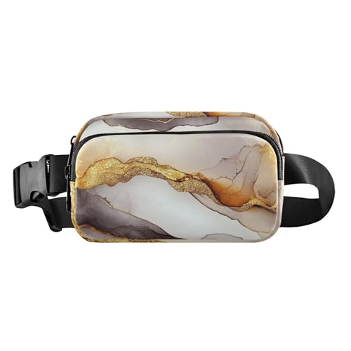 Marsupio in marmo per donne uomini adolescenti marsupio impermeabile con cinghia regolabile per lo shopping sport lavoro Marmo 1 size elegante marrone bianco