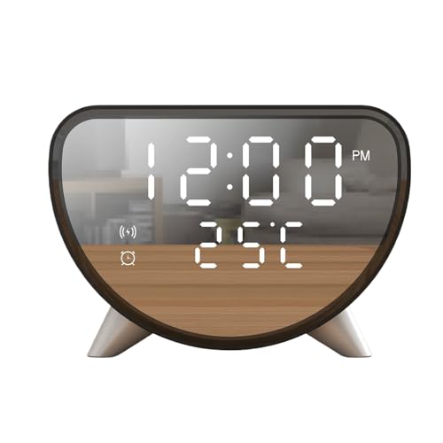 Generisch Despertador con función de carga inalámbrica, estación de carga rápida con indicador de temperatura, reloj digital multifuncional y estación de carga como ayuda para dormir para pareja