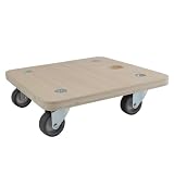 Move It Carrello compatto in legno, 290 x 290 mm, con ruote girevoli in gomma morbida da 50 mm, 200 kg, resistente, a basso profilo e piattaforma mobile per piccoli spazi