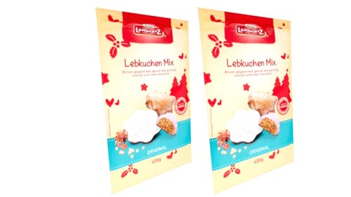 Lambertz Lebkuchen Mix - Soft Gingerbread Spiced Biscuits 400g - Pack of 2