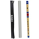 Professional 6 Holes Polished Bamboo Flute - (Indian Flute) With Carry Bag (Scale-C)