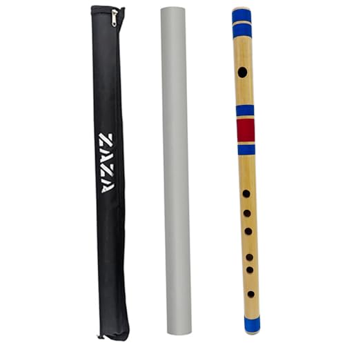 Image of Professional 6 Holes Polished Bamboo Flute - (Indian Flute) With Carry Bag (Scale-D)