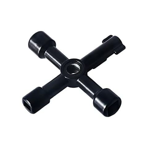 SSKHE Water Meter Valve Key Inner Triangle Wrench Multi-Purpose Tool Electric Control Cabinet Car Elevator Cross Key Wrench Key Electric Box, Radiator Four-in-one Multi-Function Key Wrench (Black) Cover