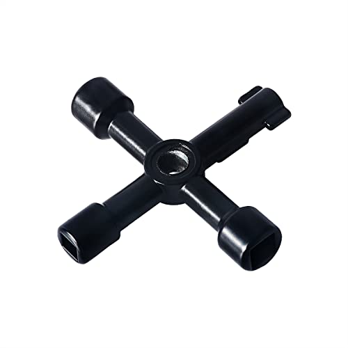 SSKHE Clé triangulaire pour compteur d'eau - Outil multifonction - Armoire de contrôle électrique - Pour voiture - Alévateur - Clé cruciforme - Boîte électrique - 4 en 1 - Noir Cover