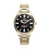 Mark Maddox Reloj para Hombre con Pulsera de Acero Dorado y Esfera de Color Negra HM1012-96