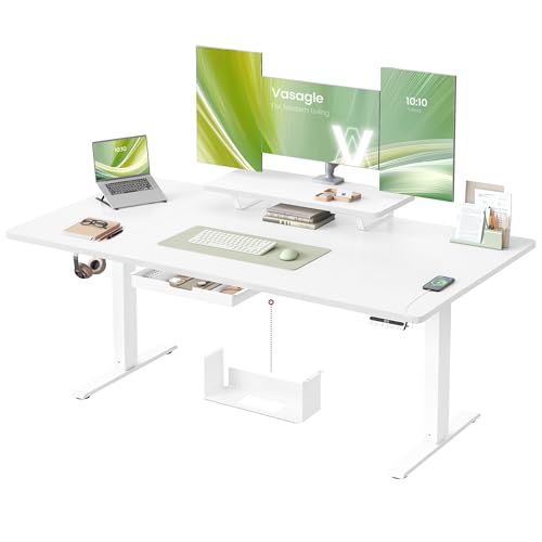 VASAGLE Höhenverstellbarer Schreibtisch, 160 x 80 cm, USB-C-Anschluss
