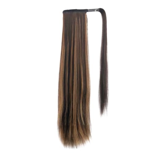 Marrón Cola de Caballo Extensiones, Coleta Postiza Pelo Natural, Postizos de Pelo Natural Liso Marrón Oscuro