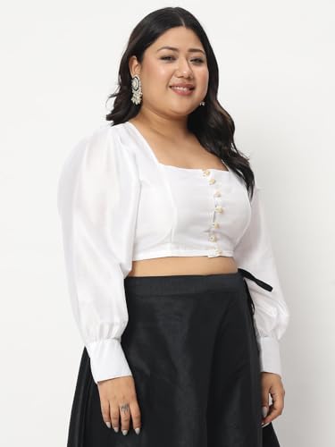 Image of studio rasa Women's Plus Size Chroma Button Down Crop Top for Wedding Festive Party