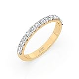 EDELIND Eternity Anillo de oro amarillo 585 con 14 diamantes de 0,42 ct – Anillo de mujer de oro auténtico, talla 48 (Ø15,3 mm), anillo de eternidad como regalo para mujeres con caja de regalo