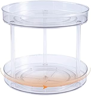 Darbermu 2-Tier Turntable Spice Rack Lazy Susan,360°Rotating Spice Racks for Kitchen Cabinet, Multi-Functional Turntable Organizer for Cupboard, Refrigerator, Bathroom, Cosmetic, Table (2 Tier)