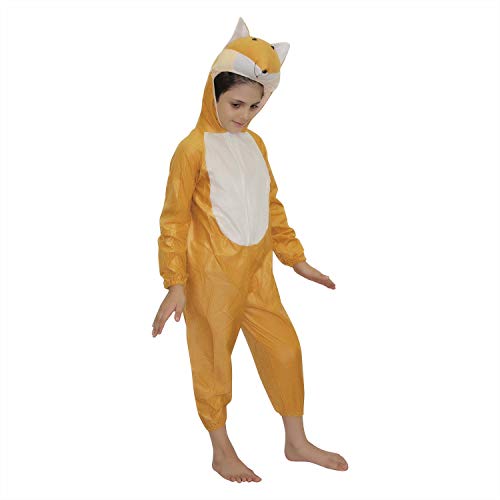 Image of Kaku Fancy Dresses Fox Wild Animal Costume for Kids - Brown, 3-4 Years | Animal Fancy Dress for Boys & Girls