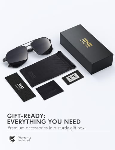 Image of Luenx Aviator Polarized Sunglasses for Men: Square UV400 Driving