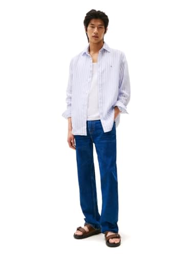 Image of Tommy Hilfiger Men's Long Sleeve Casual Linen Button Down Shirts in Regular Fit