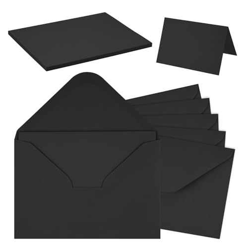 Briefumschläge mit Karten Blanko, 50er Set Umschläge Faltkarten...