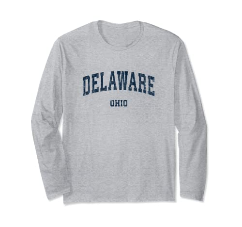 Delaware Ohio OH Vintage Varsity Sports Diseño Marino Manga Larga