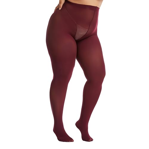 Image of Frola Plus Size Tights for Women Semi Opaque Control Top High Waist Stockings 60 Denier Women's Pantyhose 2X 3X 4X 5X