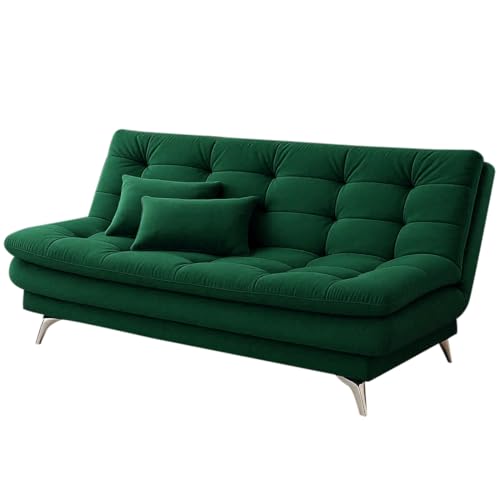 Image of Sleepify Agel 3 Seater Fabric Sofa Cum Bed Set with 2 Cushions, Best Fit for Indian Homes, Living Rooms, Offices with (Green)
