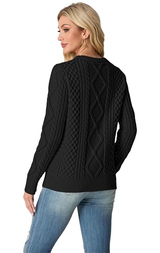 Image of GRECERELLE 2026 Womens Fall Winter Long Sleeve Casual Pullover Sweater Tops | Crewneck, Cable Knit, Chunky, Vintage Style, Anti-static(XS-2XL)