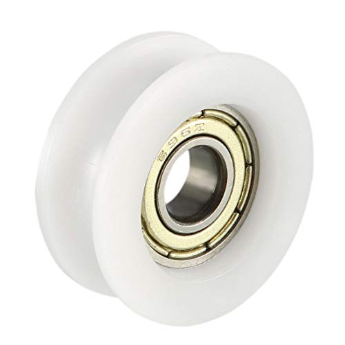 sourcing map 4 Pcs 1.8mm de profondeur Métal Roue de roulement à billes de poulie guidage de rainure en V 6x22x8mm