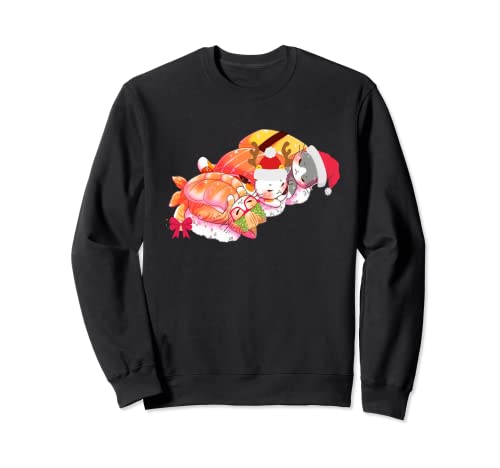 Kawaii Navidad Lindo Gatos Sushi Otaku Japonés Sudadera