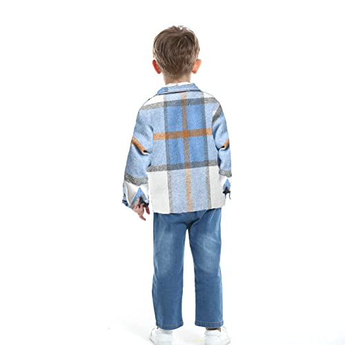 Baby Boys Kids Long Sleeve Button Down Plaid Shirts Fall Winter Flannel Shacket Jackets Tartan Tops3
