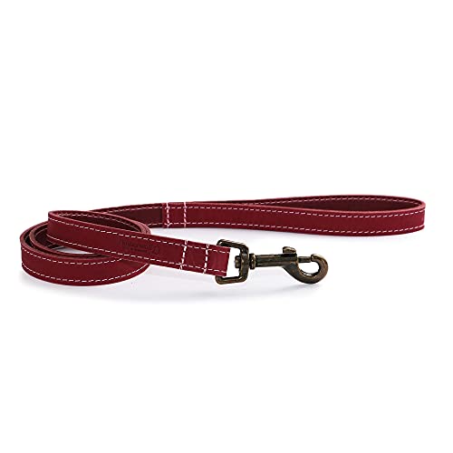 Ancol Timberwolf Leather Dog Lead in Raspberry - Top Grain Bridle Leather Durable Pet Walking Accessory with Antique Gold Hook - 1m x 19mm Ancol Timberwolf Leather Dog Lead in Raspberry - Top Grain Bridle Leather Durable Pet Walking Accessory with Antique Gold Hook - 1m x 19mm