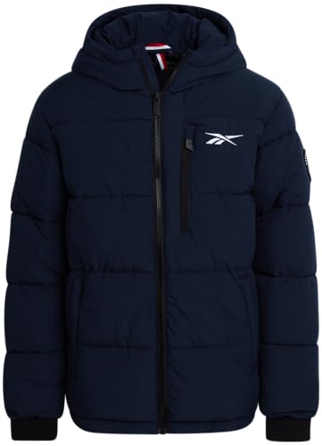 Reebok Boys Puffer Jacket - Quilted Water and Wind Resistant Boys Winter Coat - Warm Insulated Stretch Tech Jackets for Kids