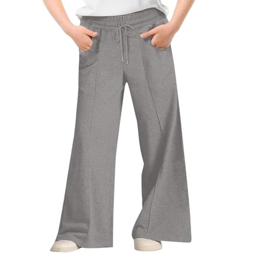 Girls Baggy Sweatpants Elastic Waist Wide Leg Athletic Jogger Sweat Pants with Pockets Trendy Preppy Clothes Outfits 2-14Y