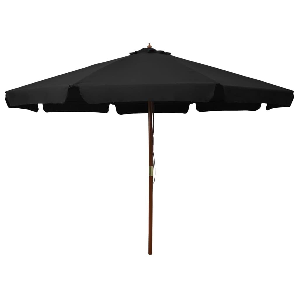 Parasol de jardin en bois 330 cm noir pliable idéal repas de famille