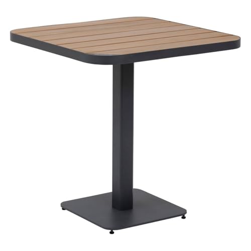 Hespéride - Table de Jardin Bistro Tyla Gris Graphite - 2 Places - Acier Traité Epoxy Antirouille Acacia