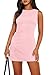 WIHOLL Womens Sleeveless Boat Neck Mini Dress Slim Fit Spring Summer Party Club Bodycon Dresses 2025 Teens Sexy Formal Cocktail Wedding Guest Dress Date Night Going Out Outfits Pink XS