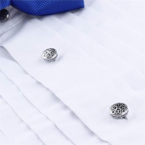 Vintage Cufflinks and Tuxedo Shirt Studs for Men Retro Folower Pattern - Best Wedding Business Gifts for Men with Box - Image 3