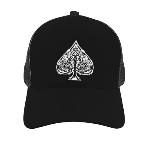 Poker Ace of Spades Unisex Mesh Baseball Caps - Classic Adjustable Hat3