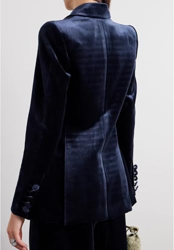 Women Velvet 2 Piece Suit Peak Lapel Blazer Jacket Pants Wedding Prom Tuxedo2