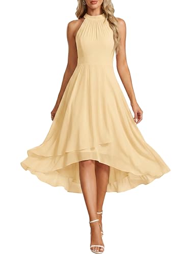 Image of Ever-Pretty Women's Halter Chiffon Midi Cocktail Wedding Guest Dress