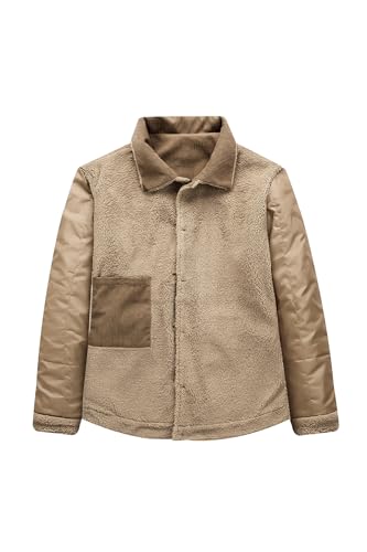 Mr.Stream Men's Lapel Collar Fleece Sherpa Lined Corduroy Vintage Button Jacket Coats4