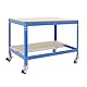 Simon Rack Arbeitstisch für die Werkstatt, Tragkraft 120 kg, 917 x 910 x 610 mm, inklusive Rädern, Blau/Holz - BT0