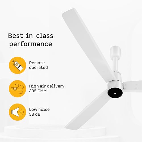 Image of atomberg Razon 1200mm BLDC Ceiling Fan with Remote | World's Smallest Motor Powered by BMC | Advance Air+ Technology | BEE 5 star Rated | Low Noise | Sleek Design | 3 Year Warranty (GLOSS WHITE)