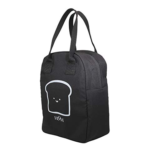 Image of HOOM Insulated Lunch Bag for Office Men, Women and Kids, Leak Proof Water Resistant Polyester Made Lunch Tiffin Bag with Quotes (Black Sandwich)